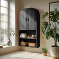 Arched Wall Cabinet With Open Shelves For Bathroom