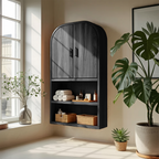 Arched Wall Cabinet With Open Shelves For Bathroom