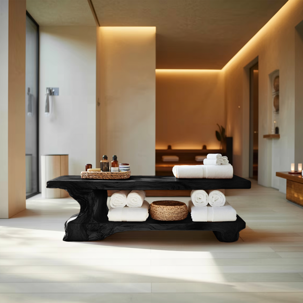 Organic Bath Bench For Bathroom Or Wellness Retreat Interior
