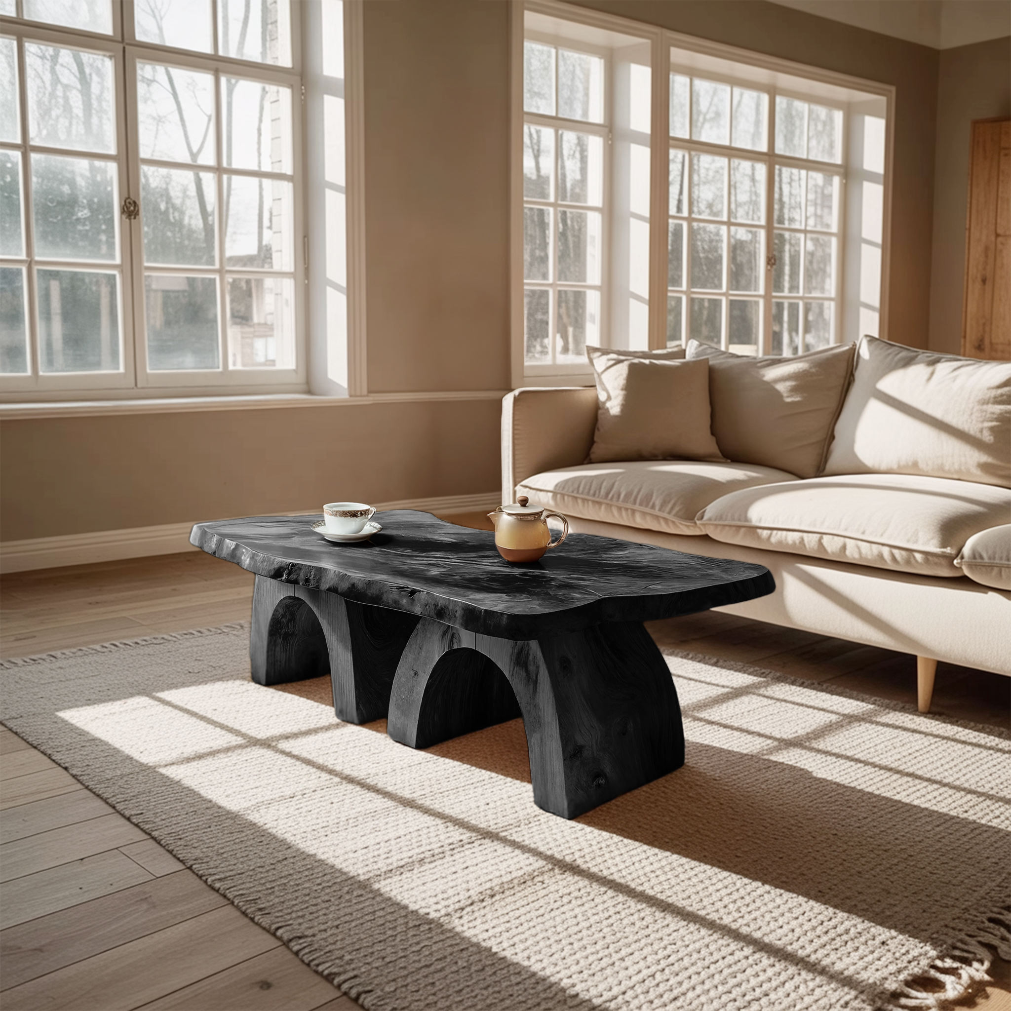 Farmhouse Handcrafted Wooden Live Edge Coffee Table For Decor