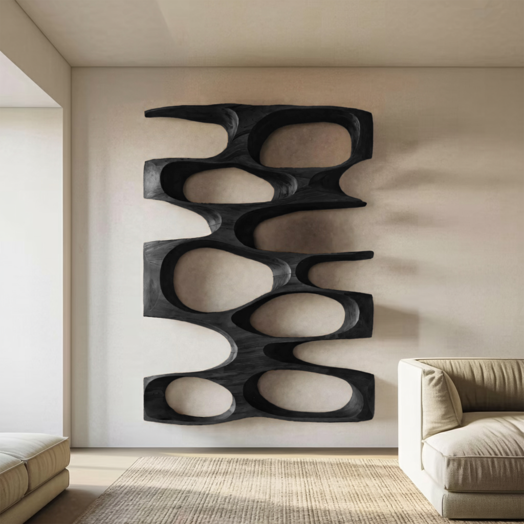 Minimalist Organic Void Form Bookshelf For Living Room