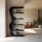 Organic Bookshelf With Curved Open Shelving For Bedroom Decor