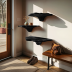 Handcrafted Wooden Mushroom Shelf For Artistic Living Room Decor