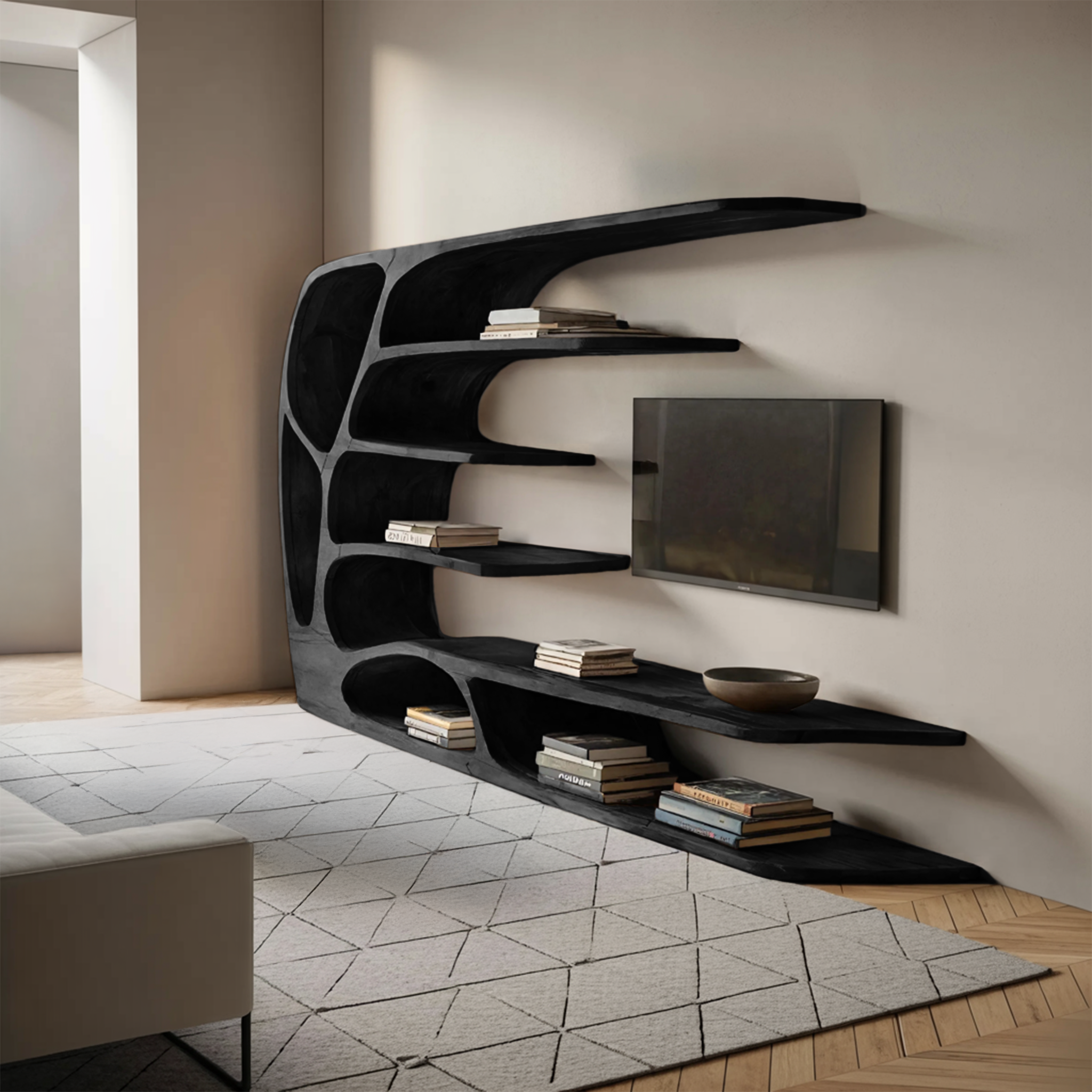 Modern Organic TV Display Shelf For Living Room