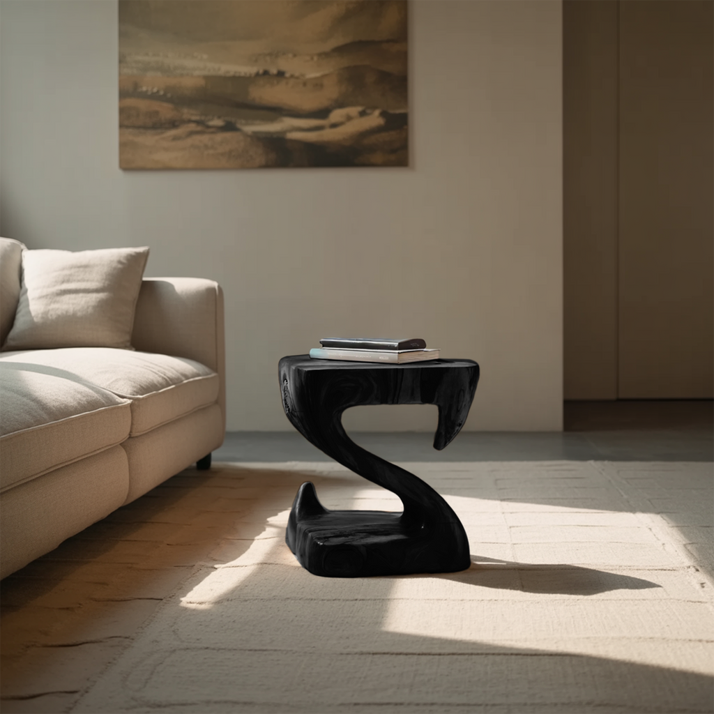 Modern Sculptural S Shaped Side Table For Living Room