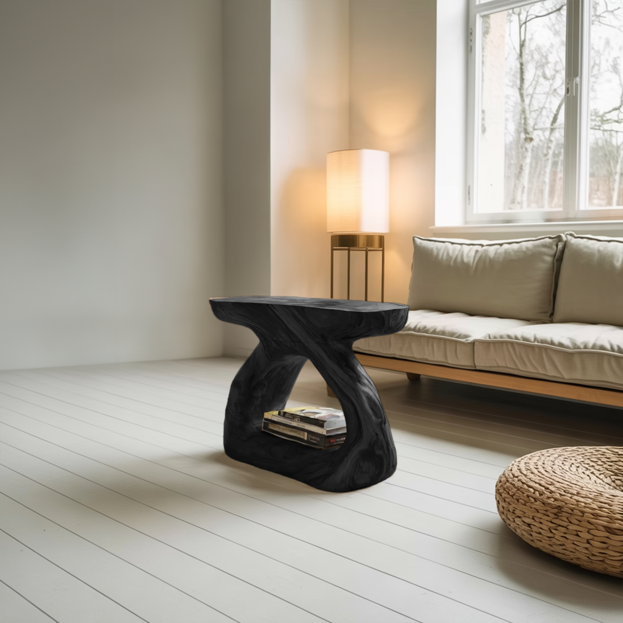 Minimalist Side Table With Storage Shelf For Living Room Decor