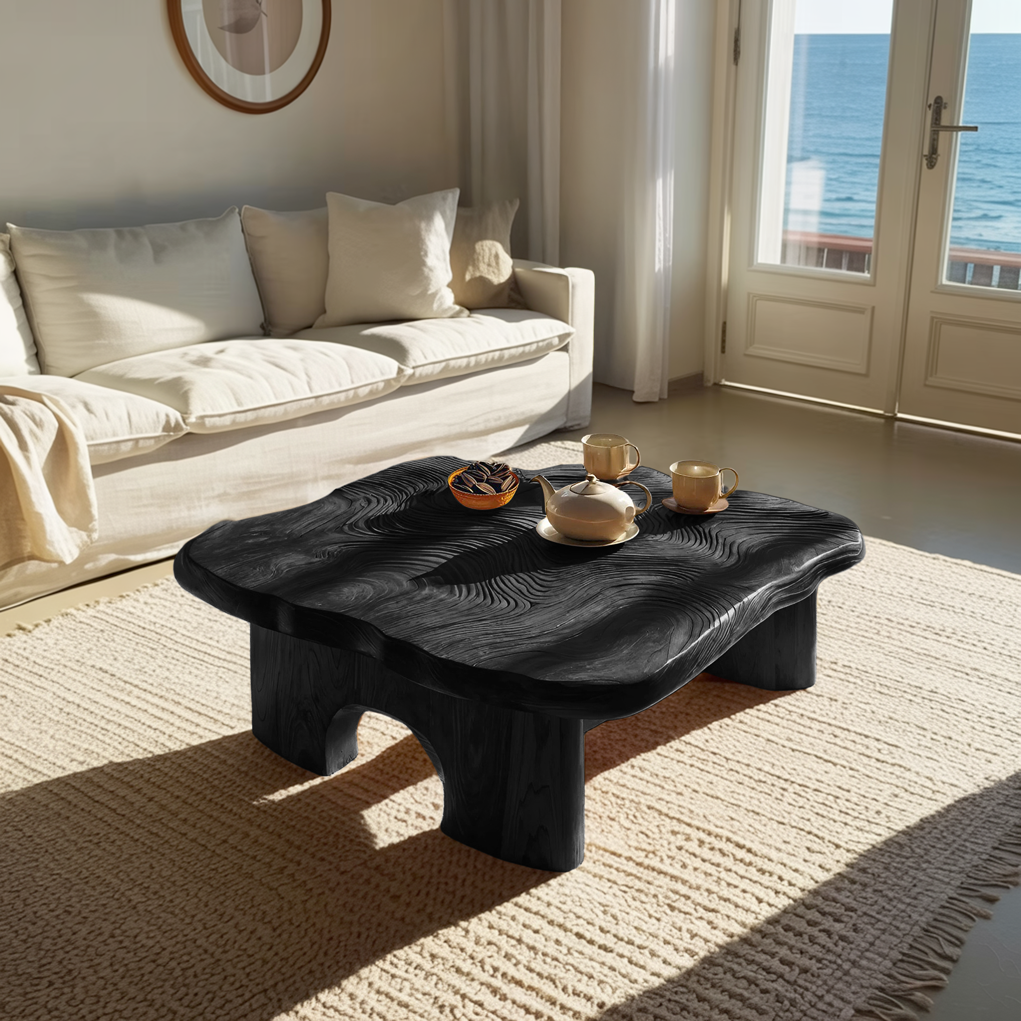 Modern Irregular Live Edge Coffee Table For Living Room Decor
