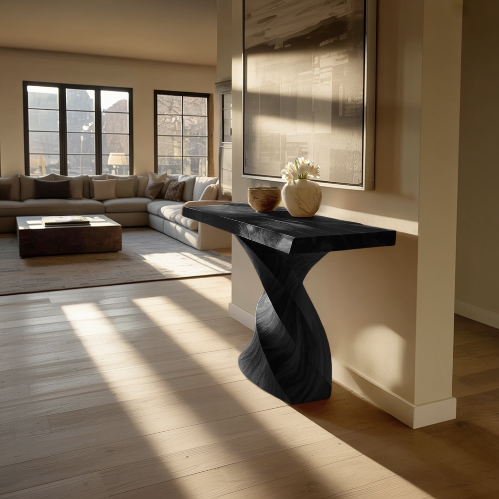 Farmhouse Solid Wood Console Table Organic Sculptural For Home Decor