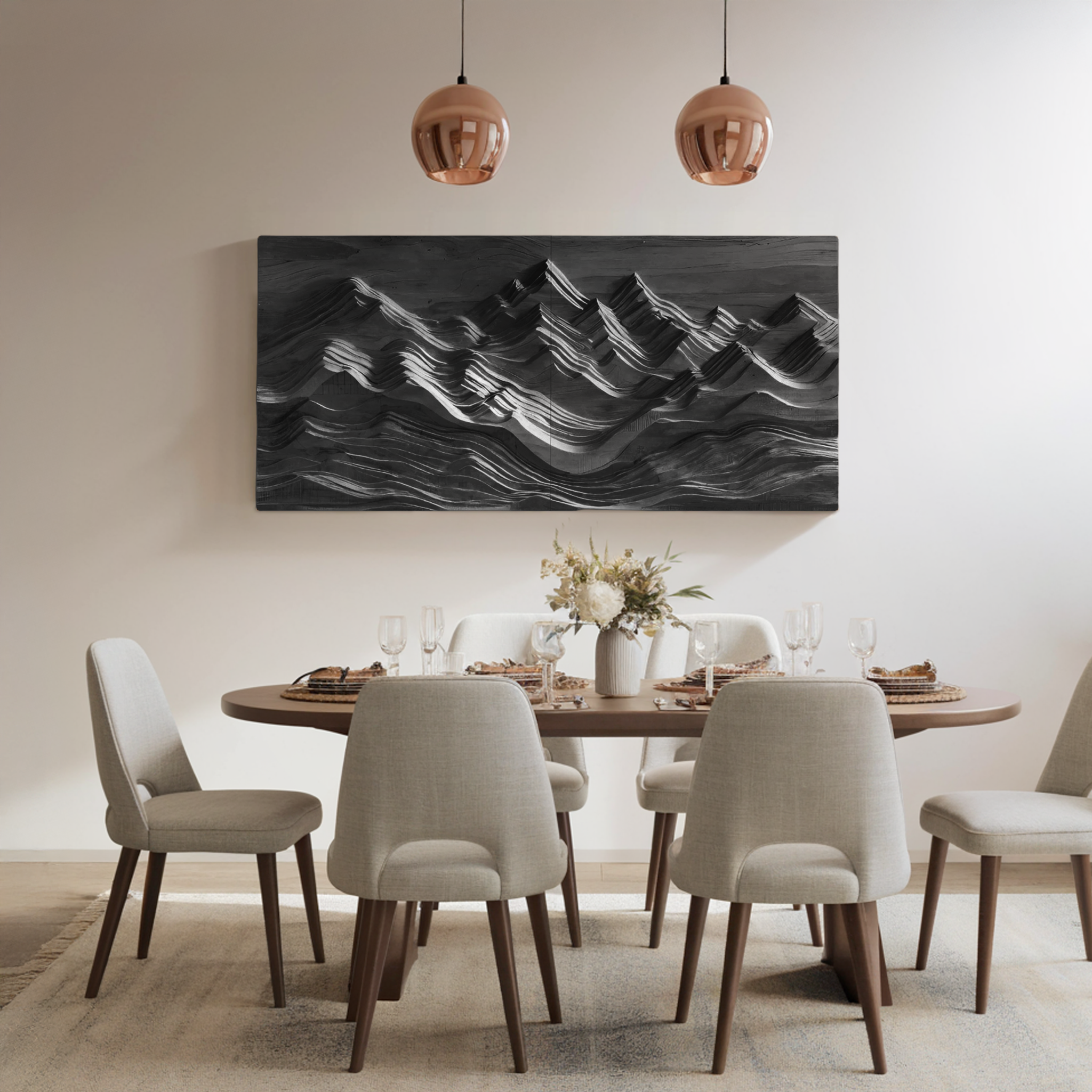Mountain Relief Wall Art Sculpture For Modern Interior