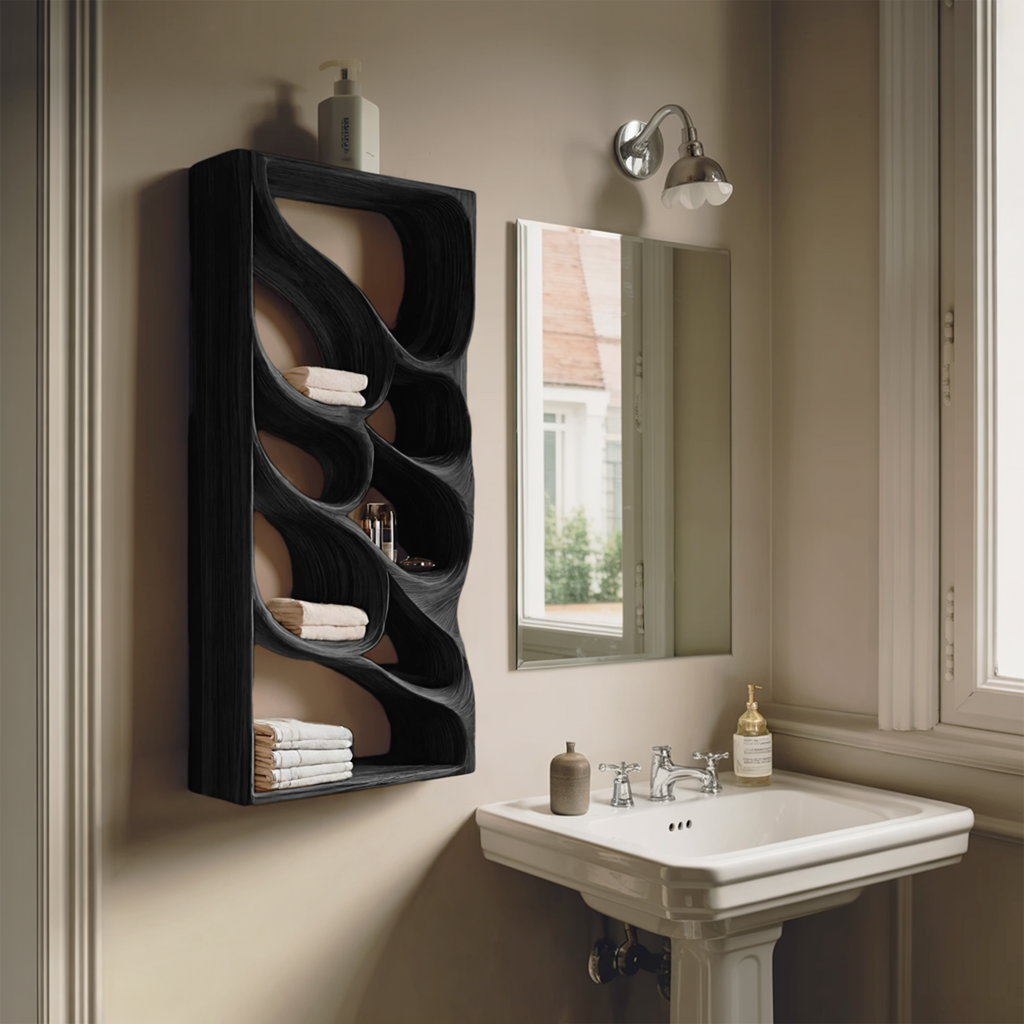 Organic Sculptural Wall Bathroom Shelf For Modern Bathroom