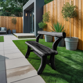 Rustic Garden Bench With Curved Seat For Patio Pathway And Front Porch