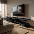 Modern TV Console Curved Open Storage For Living Room
