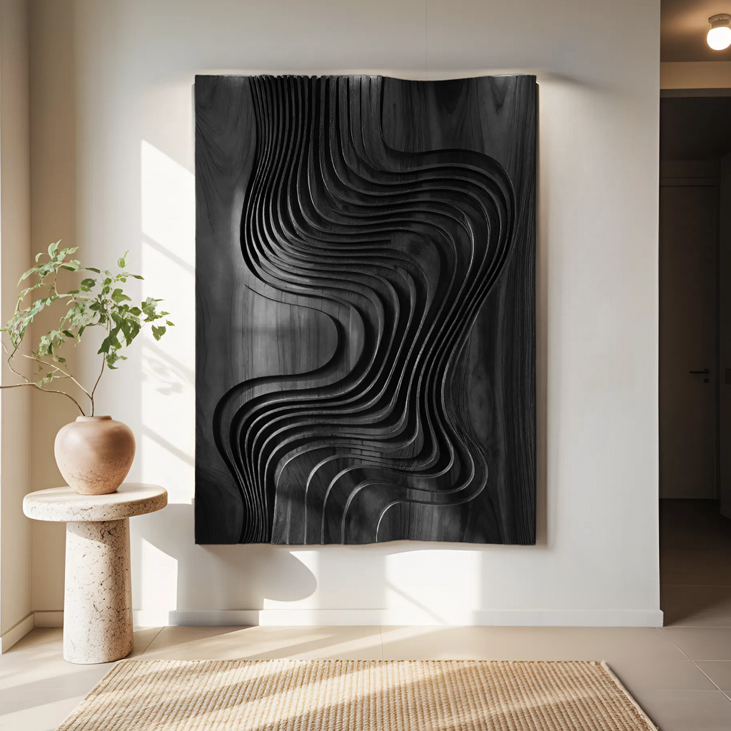 Modern Wall Sculpture With Flowing Layered Curves For Entryway