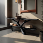 Modern Wooden Live Edge Bathroom Vanity For Minimalist Bathroom Design