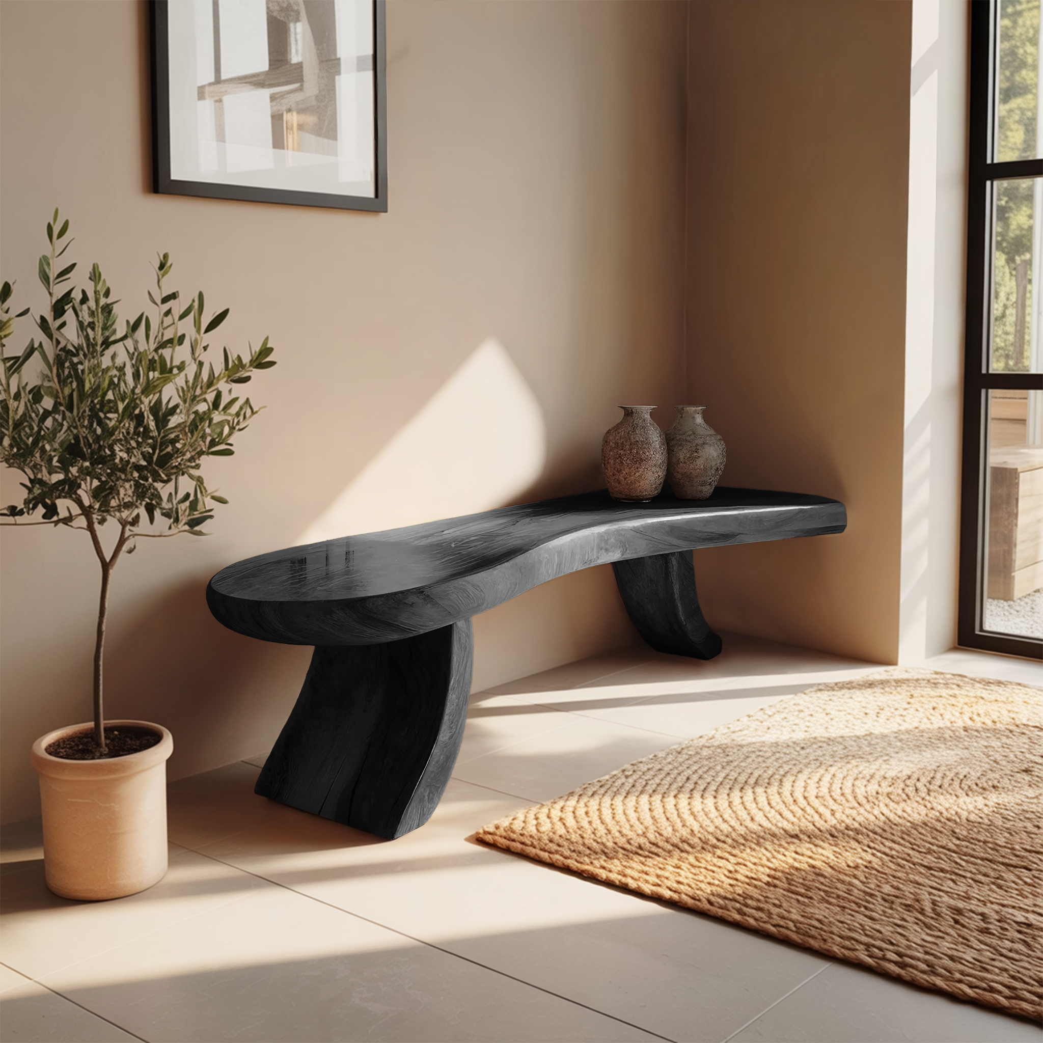 Modern Live Edge Entryway Bench For Minimalist Home Decor