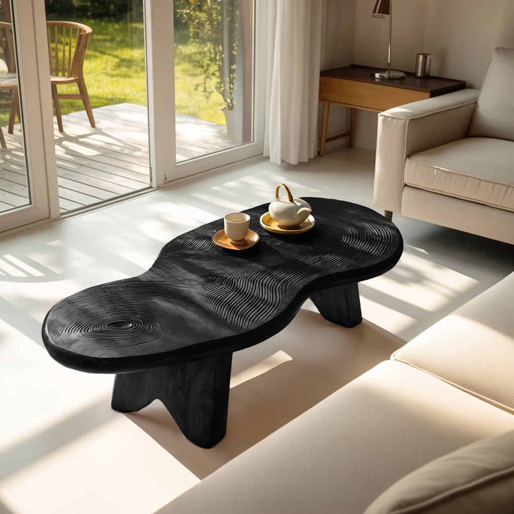Modern Irregular Wood Coffee Table For Entryway Decor