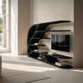 Modern Sculptural Wavy Carved Media Console For Living Room