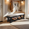 Minimalist Curved Wood Bench For End-of-Bed Design