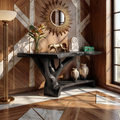 Farmhouse Solid Wood Console Table Sculptural Live Edge For Living Room
