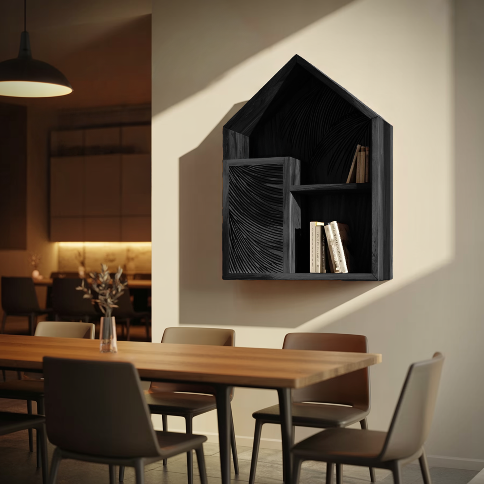 Handcrafted Wooden Wall Shelf For Living Room Decor