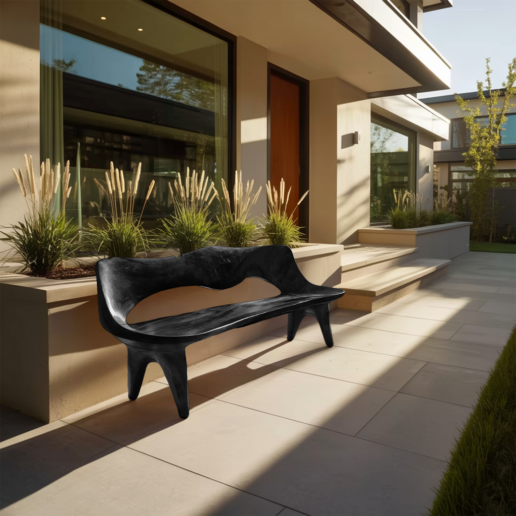 Handcrafted Curved Wood Bench For Outdoor Furniture Styling