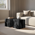Handcrafted Solid Wood Cube Table For Natural Decor Home