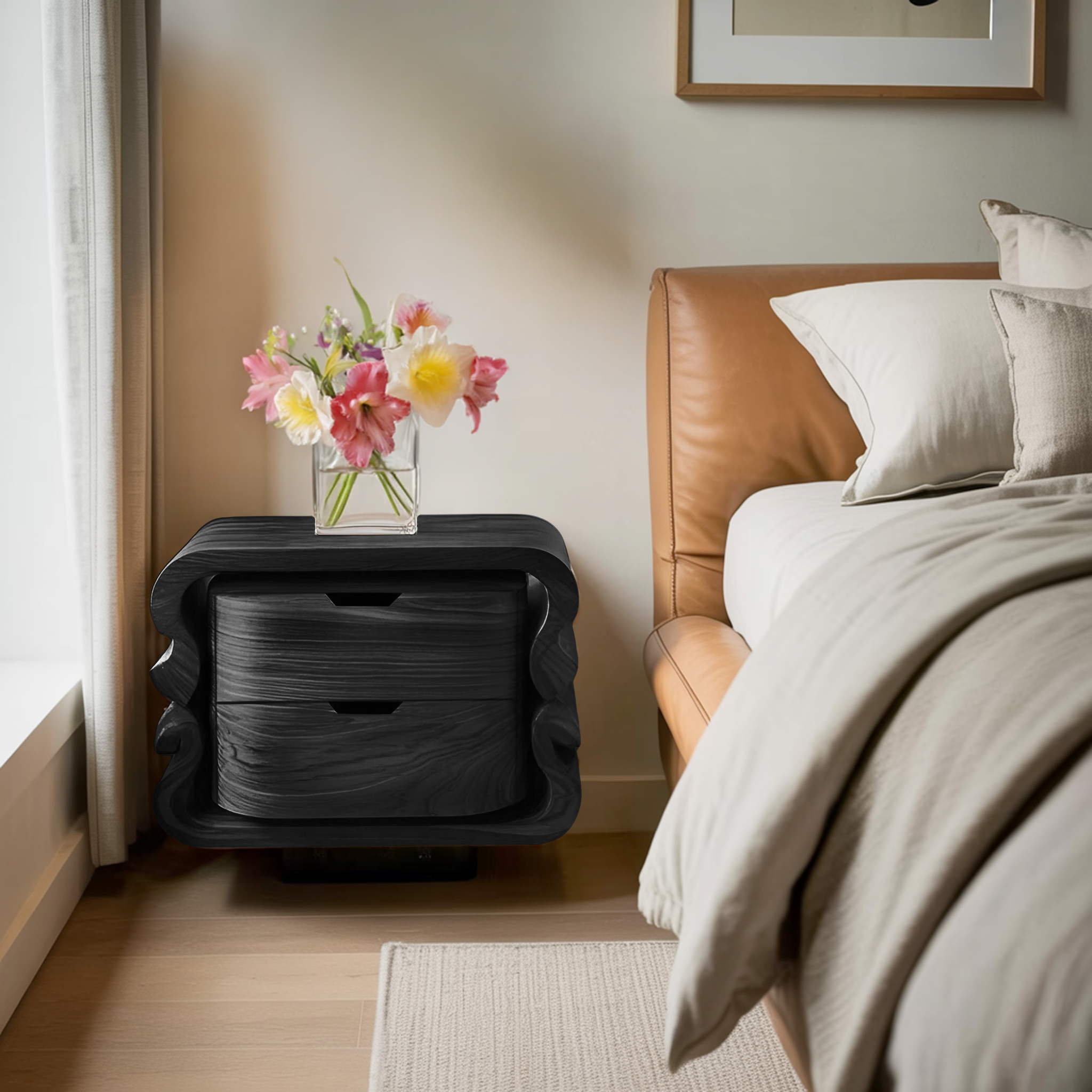 Sculptural Floating Nightstand For Modern Bedroom