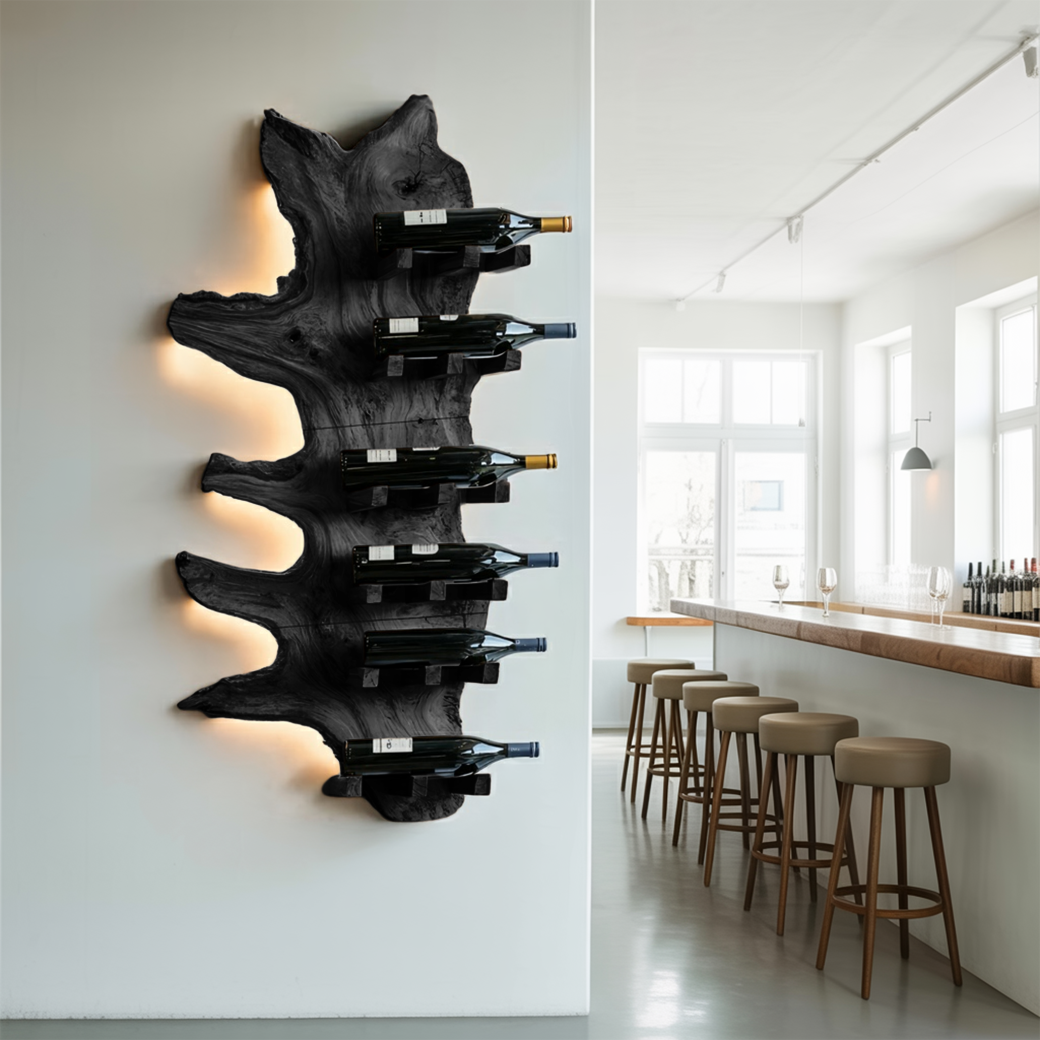 Modern Live Edge Wine Rack For Furniture Decor And Wine Shelf