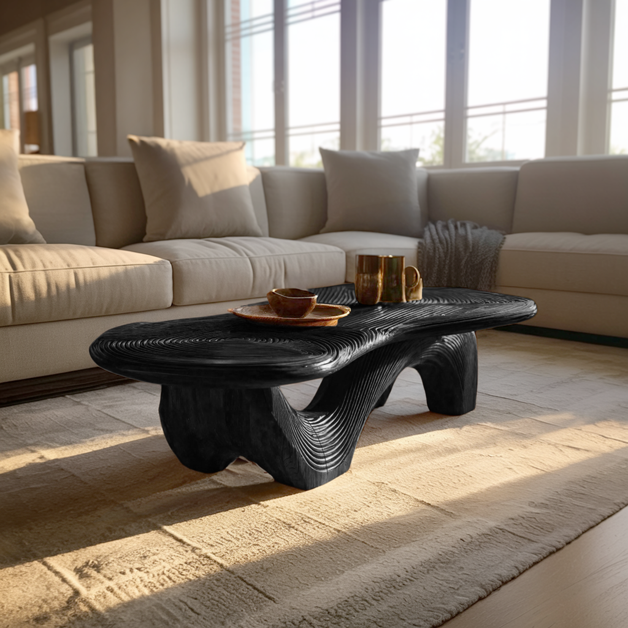 Farmhouse Wooden Live Edge Coffee Table For Furniture Decor