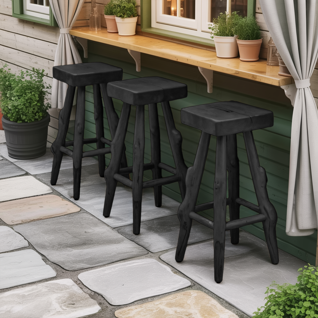 Rustic Handcrafted Bar Stools For Kitchen Or Patio Bar