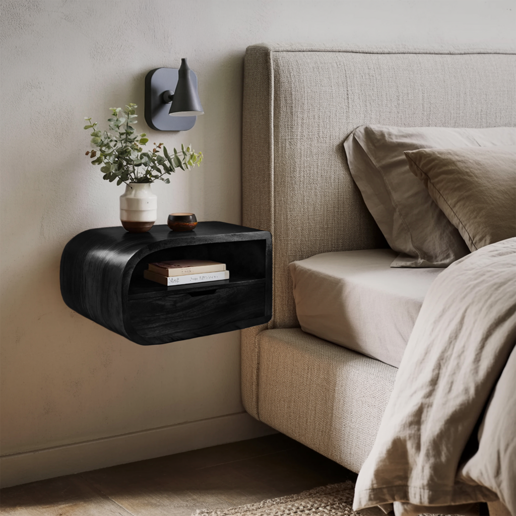 Minimalist Floating Nightstand With Storage For Bedroom