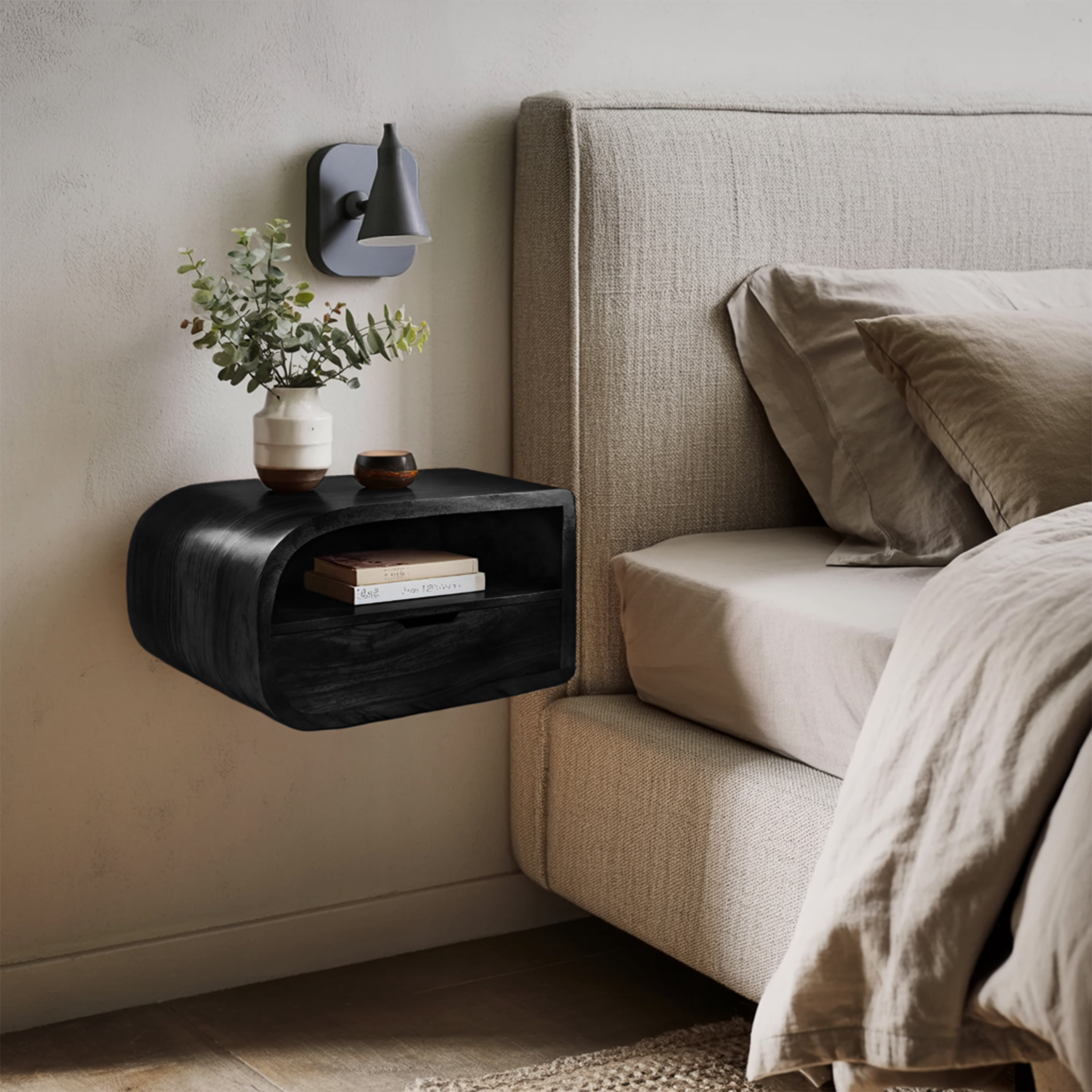 Minimalist Floating Nightstand With Storage For Bedroom