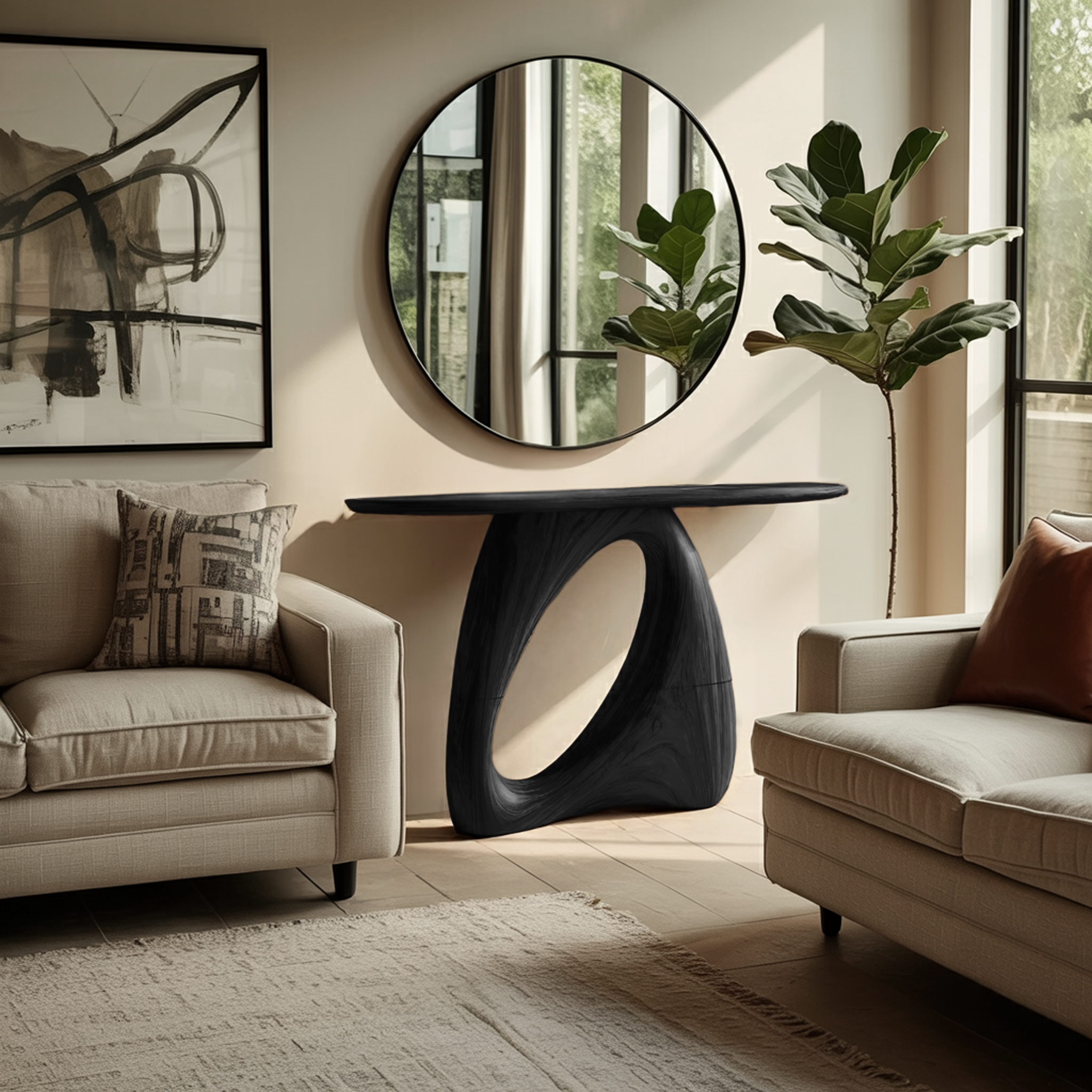 Mid Century Live Edge Console Table Organic Modern For Living Room Decor