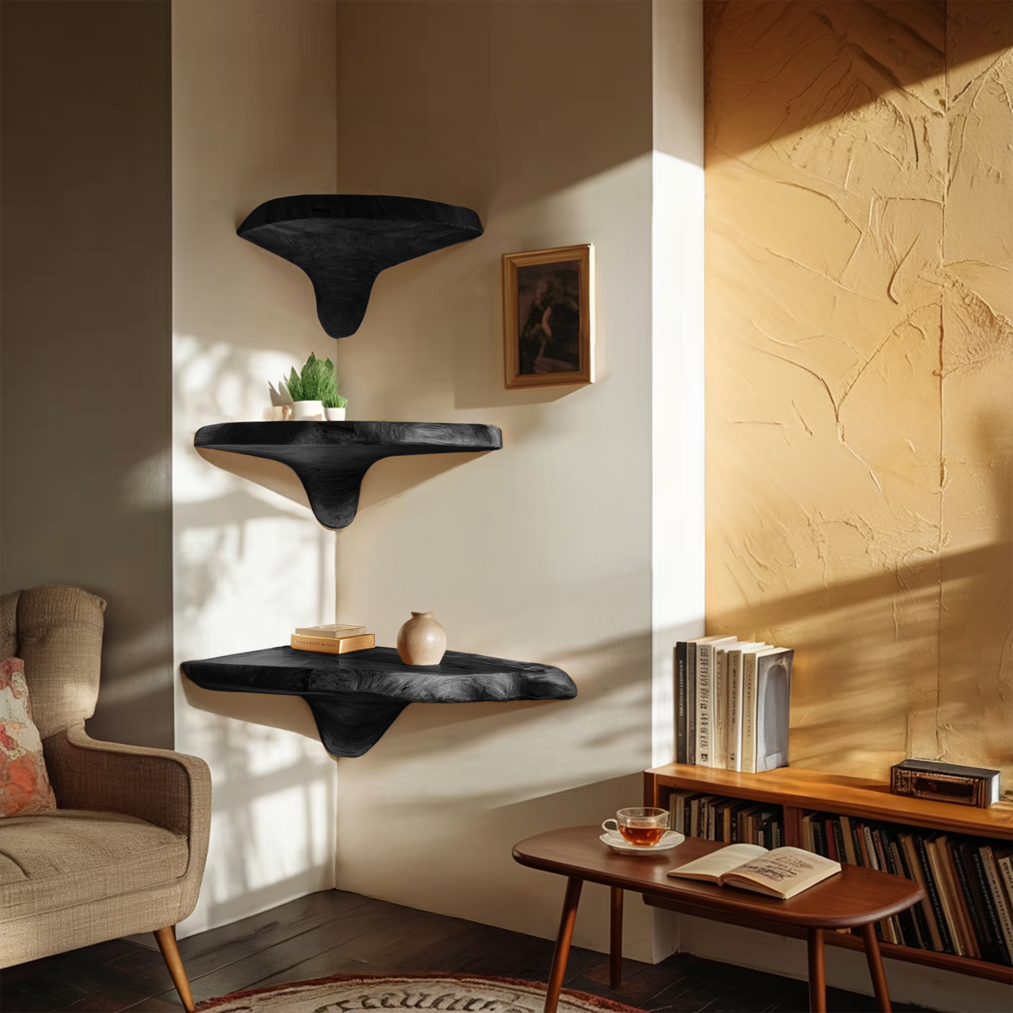 Modern Solid Wood Mushroom Shelf For Living Room Furniture Decor