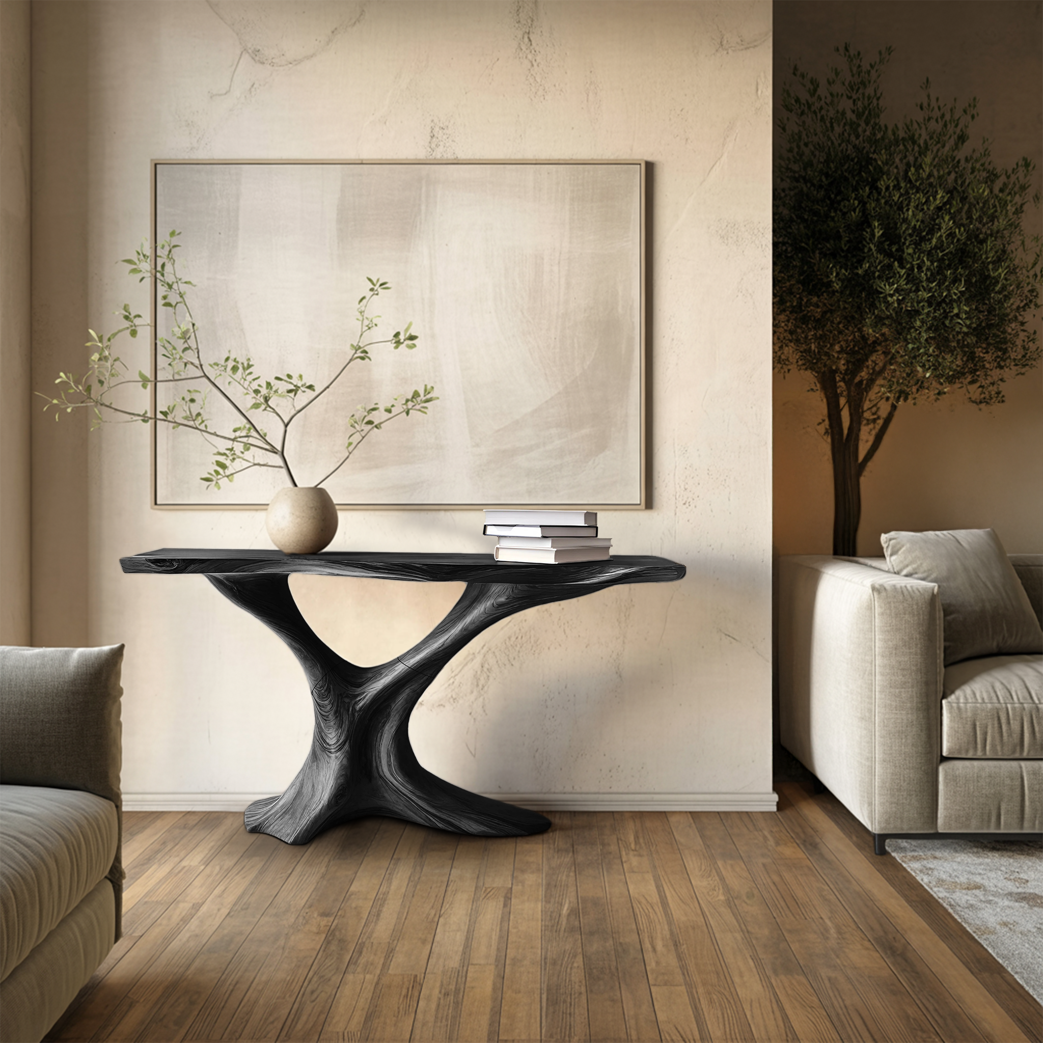 Mid Century Live Edge Entryway Table For Bedroom Decor And Display