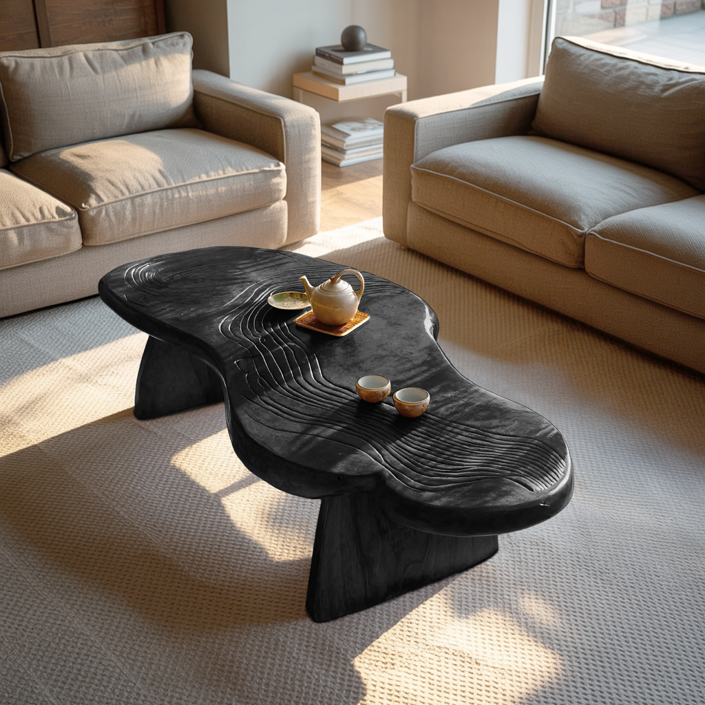 Mid Century Handcrafted Live Edge Coffee Table For Living Room