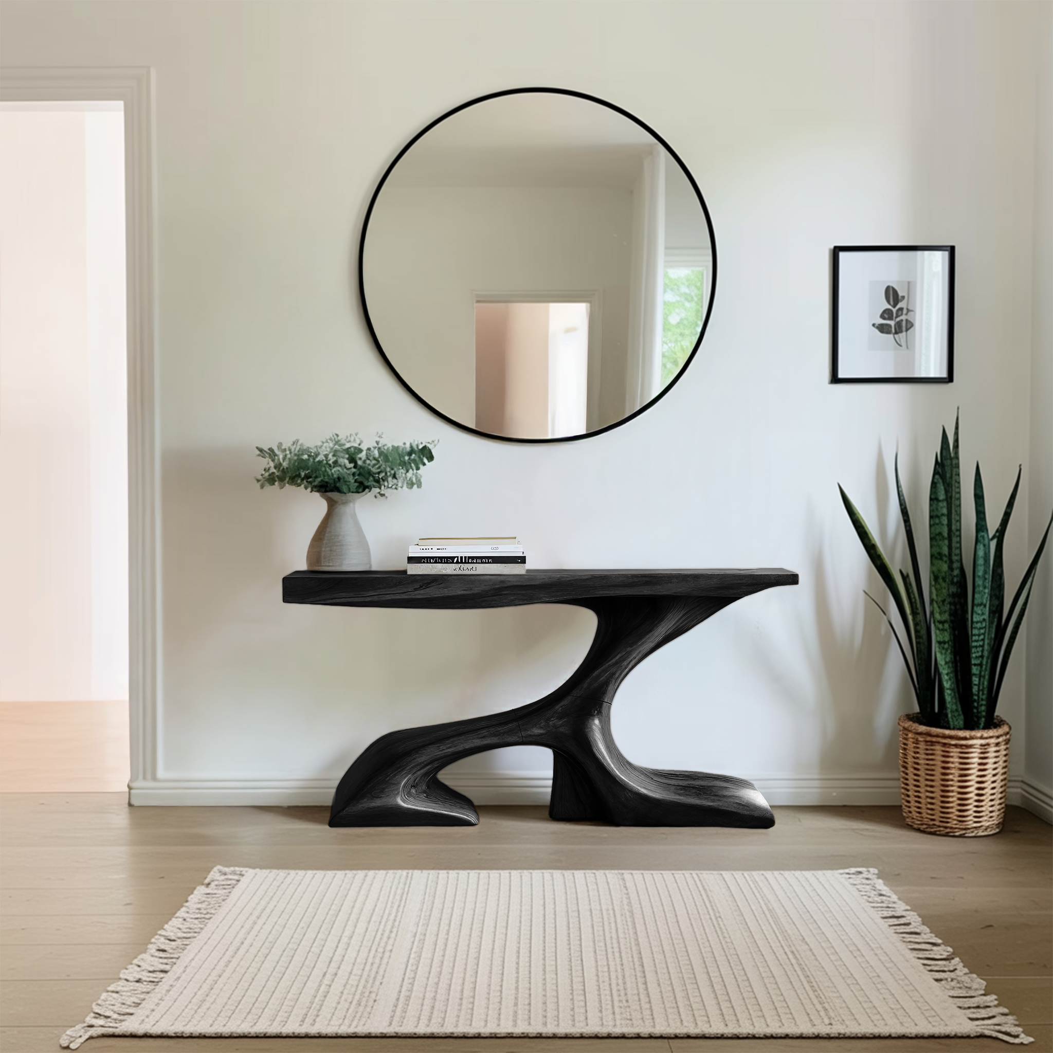 Rustic Solid Wood Console Table For Modern Entryway