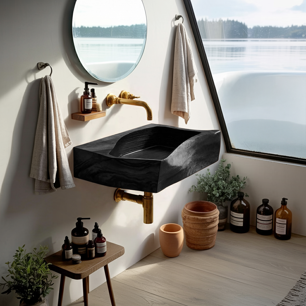 Farmhouse Wall Mounted Wooden Bathroom Sink For Warm Bathroom Decor
