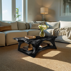 Handcrafted Coffee Table With Live Edge Legs For Living