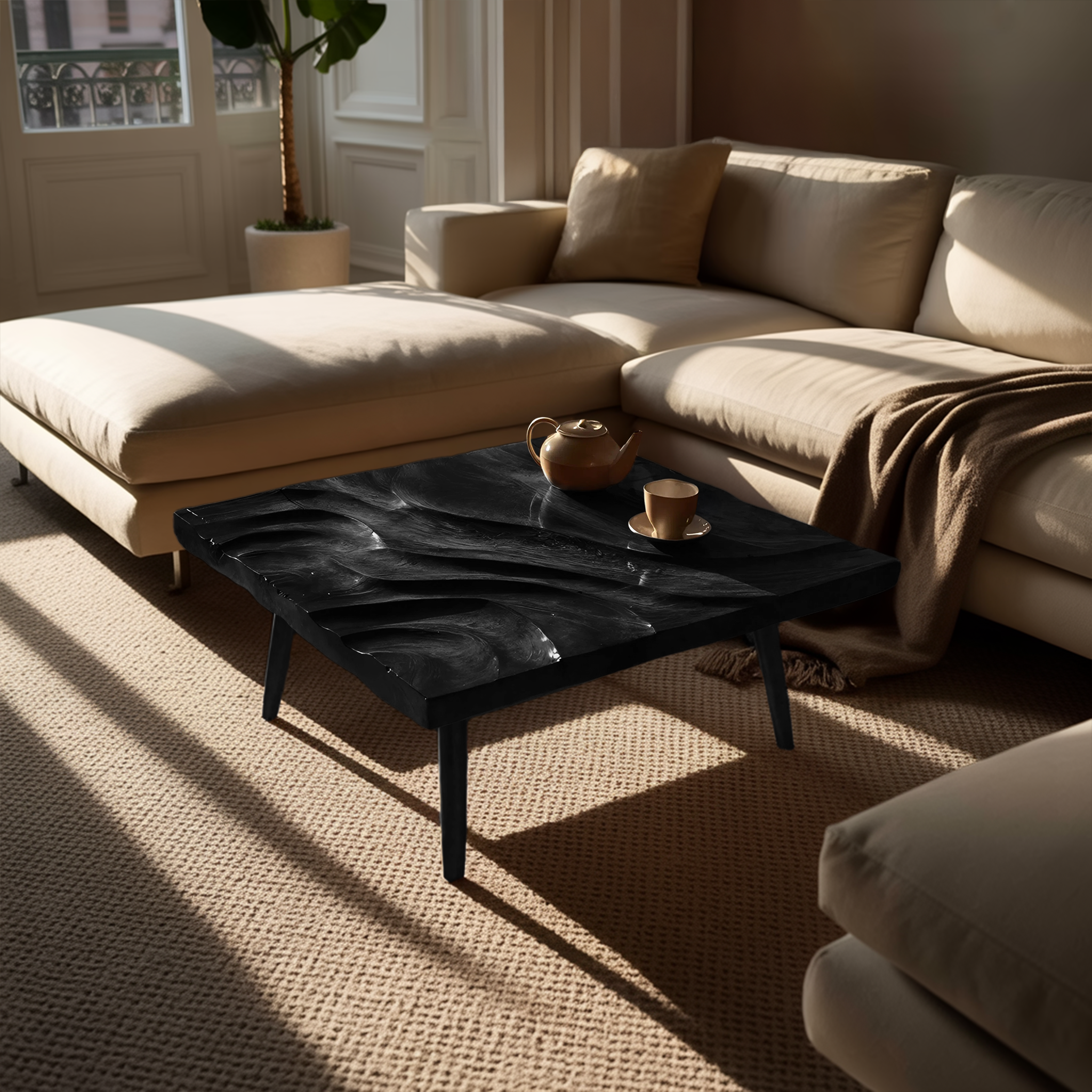 Modern Wooden Abstract Coffee Table For Living Room Decor