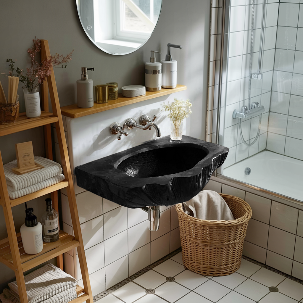 Mid Century Wall Mounted Wooden Bathroom Sink For Unique Bathroom Decor