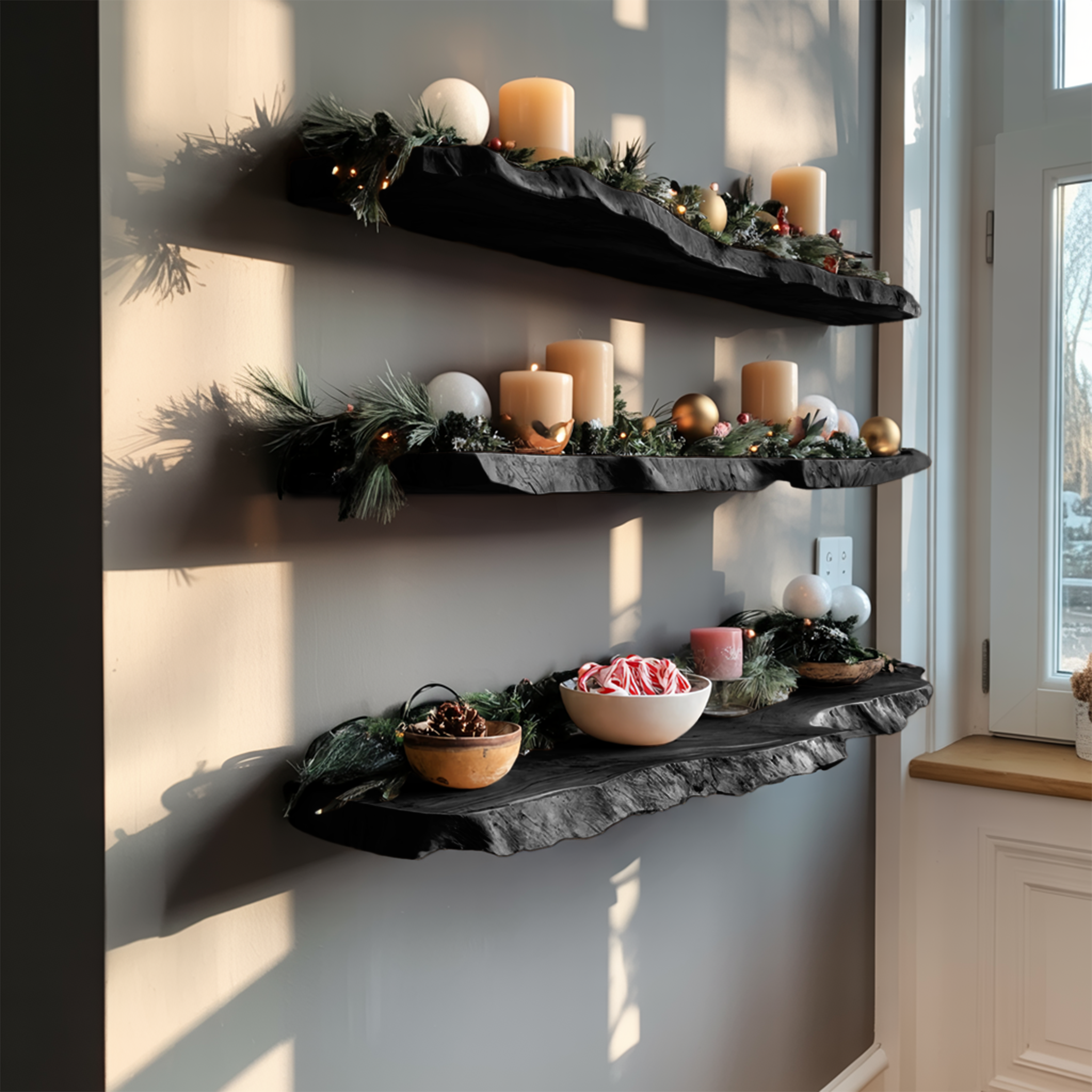 Mid Century Solid Wood Floating Shelf For Stylish Holiday Bedroom Decor