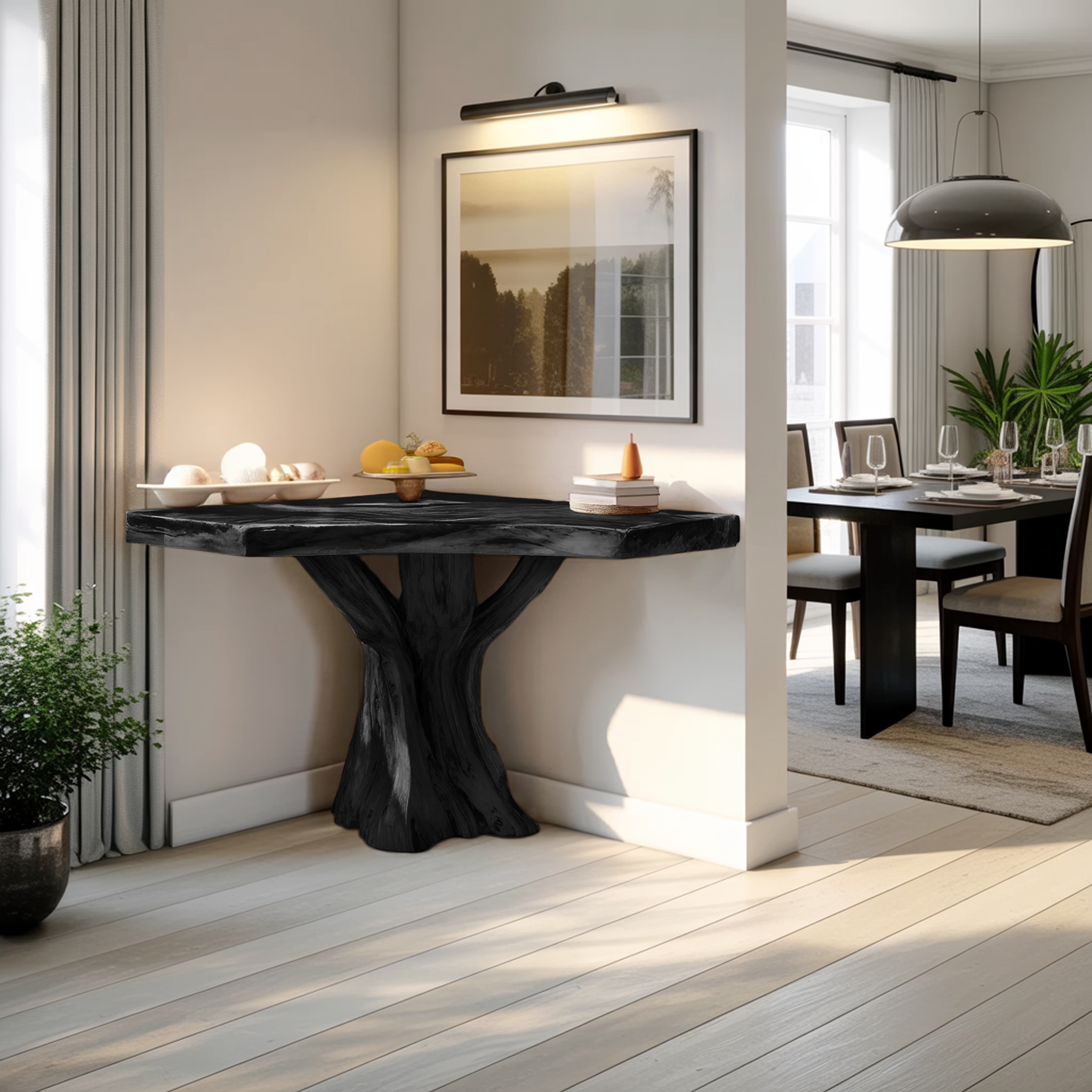 Modern Sculptural Live Edge Console Table For Entryway Furniture