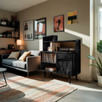 Modern Vinyl Record Cabinet With Drawers For Living