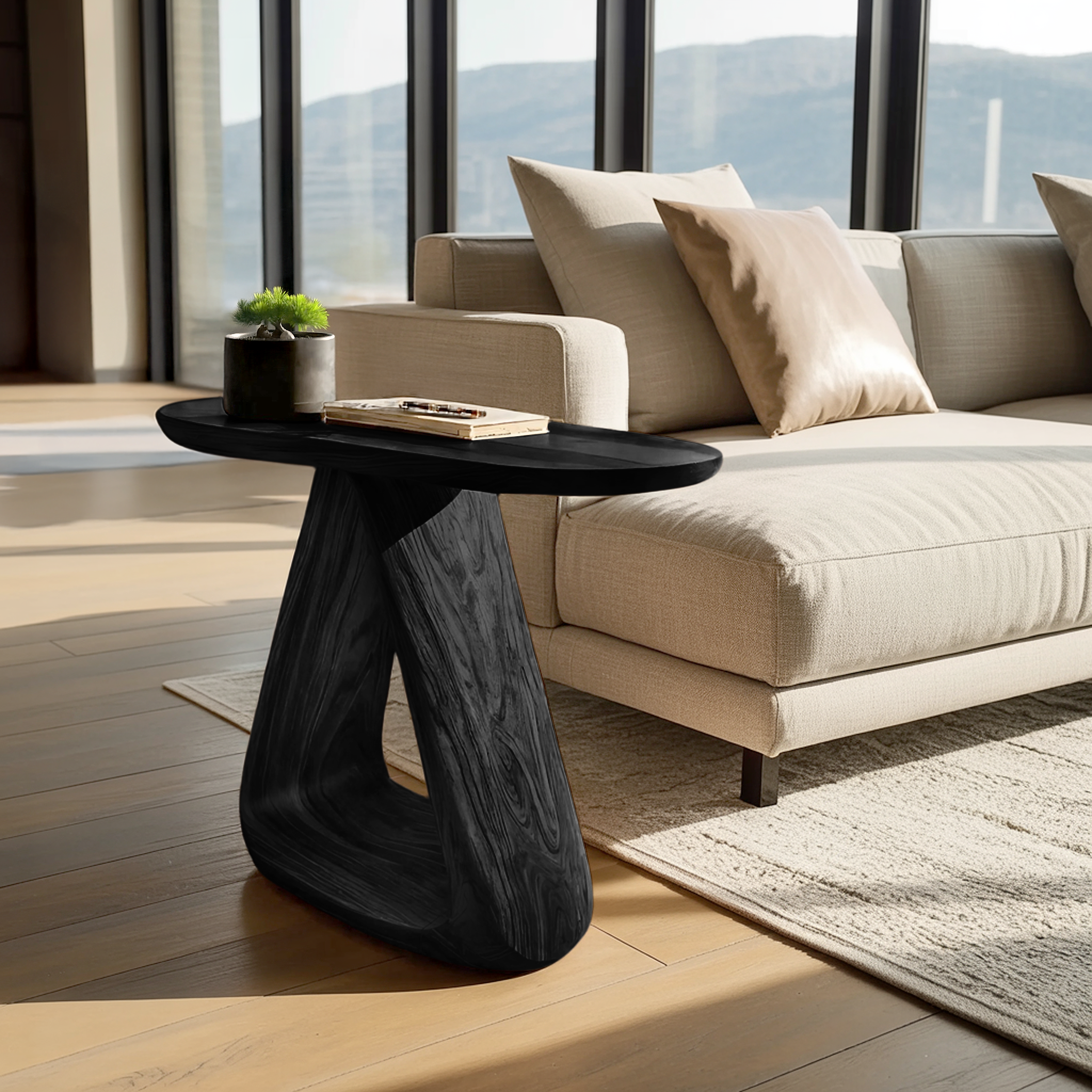 Mid Century Live Edge Side Table For Rustic Home Decor