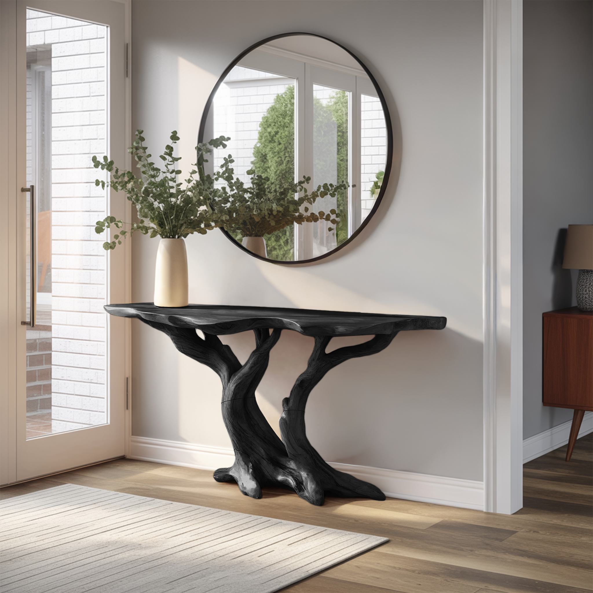 Modern Handcrafted Wooden Live Edge Console Table For Bedroom Decor