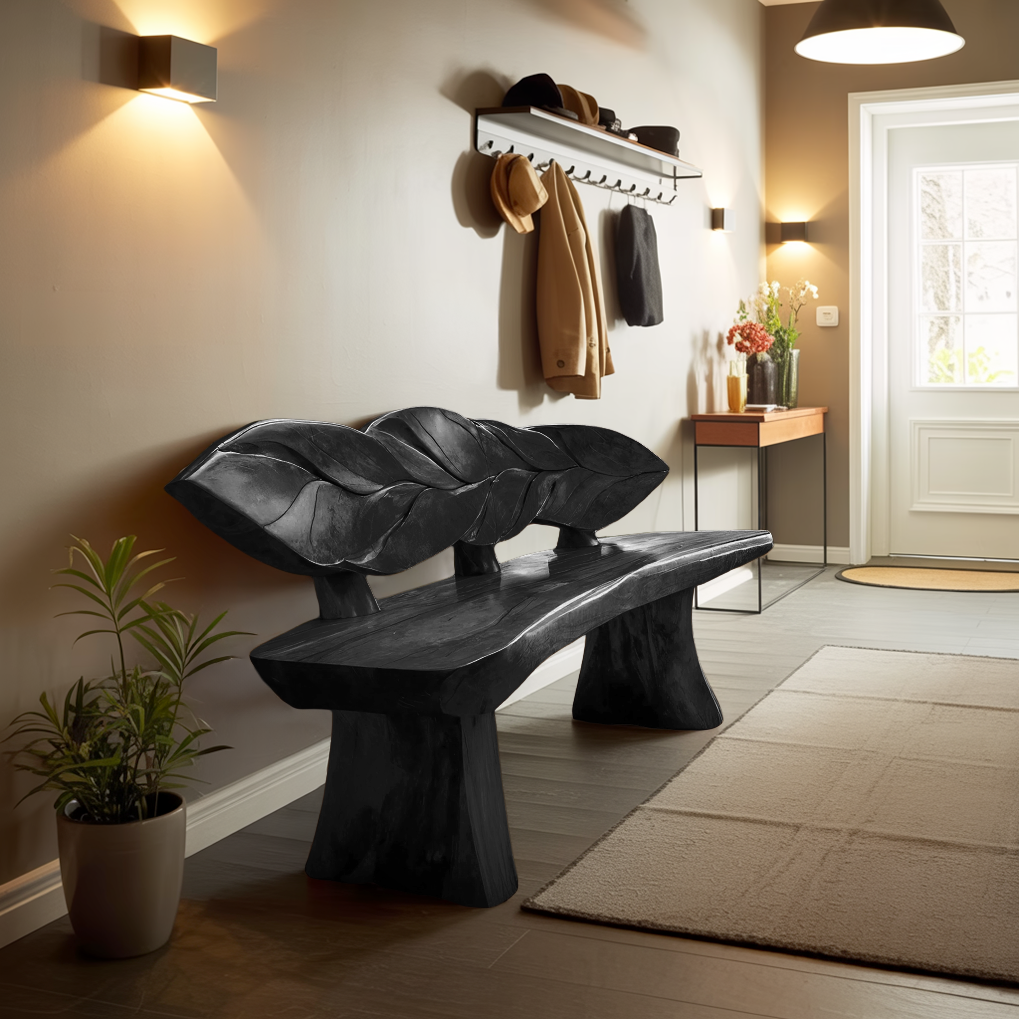 Minimalist Solid Wood Entryway Bench For Modern Homes