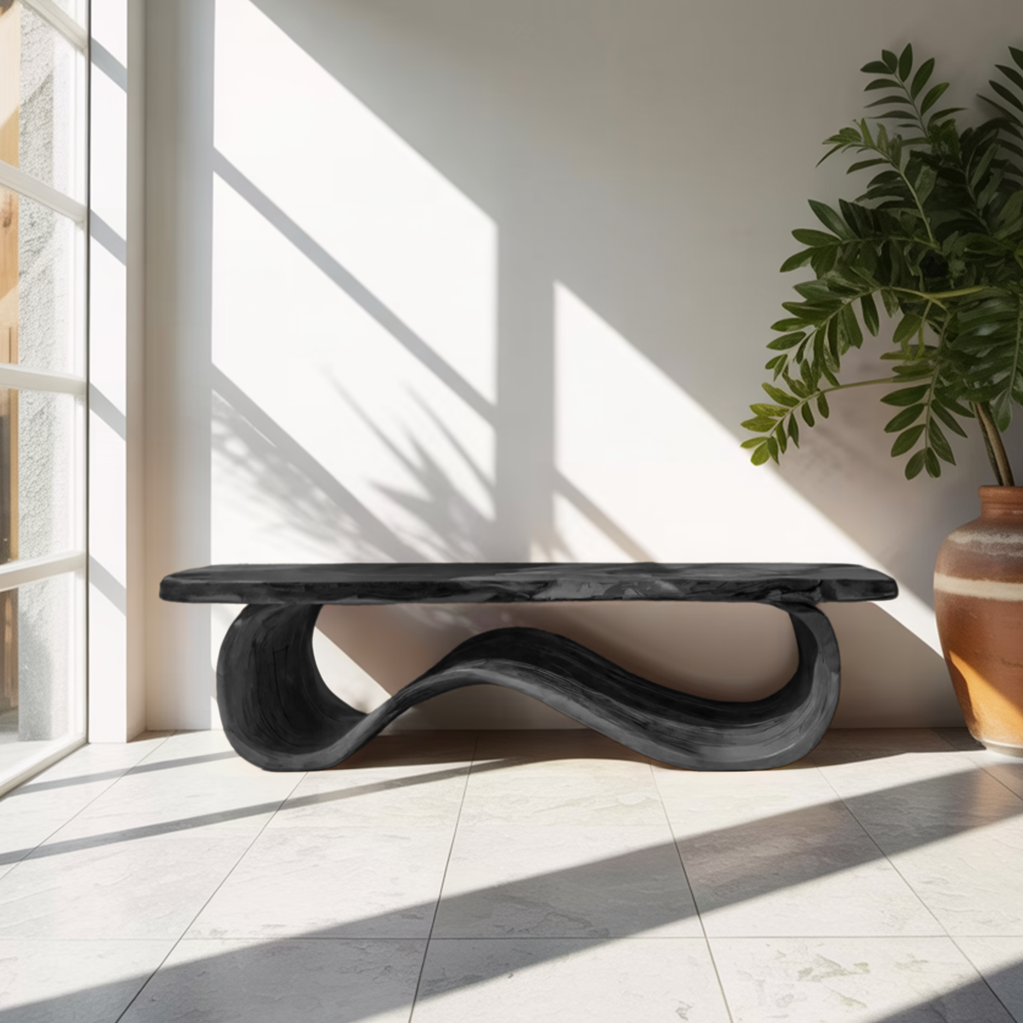 Organic Sculptural Bench For Entryway Decor