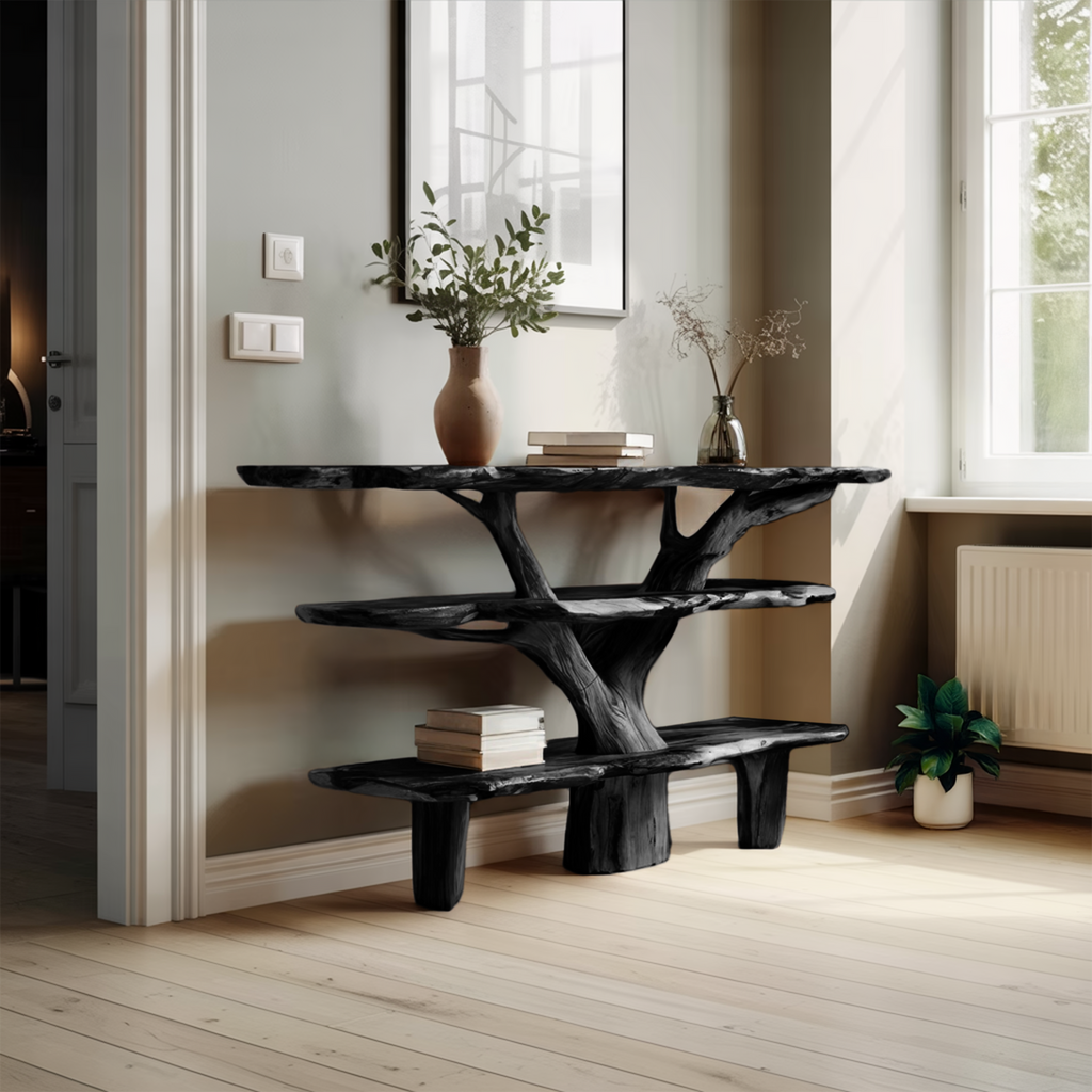 Farmhouse Solid Wood Console Table For Vintage Entryway Rustic Design