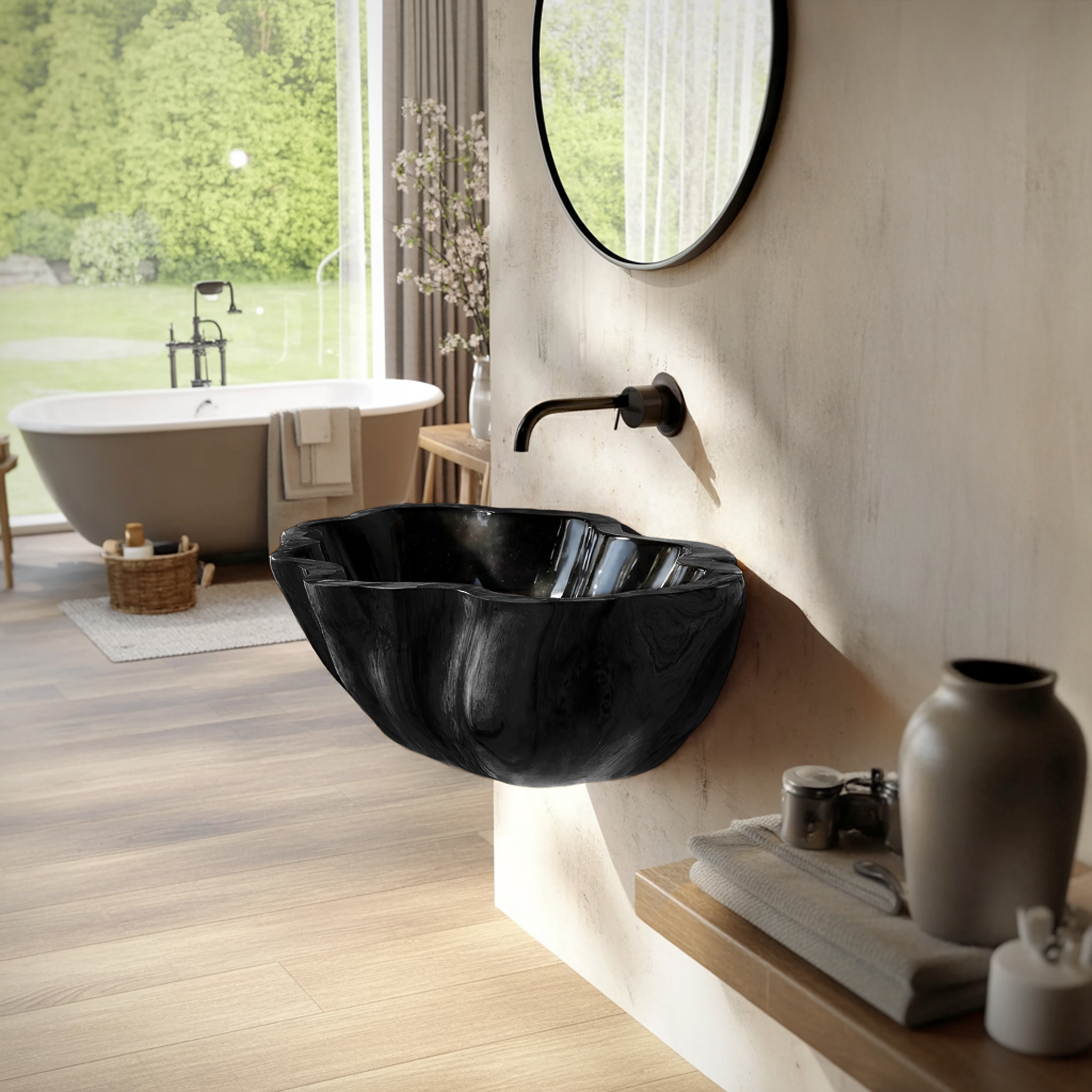 Mid Century Solid Wood Wash Basin For Custom Furniture Decor Design